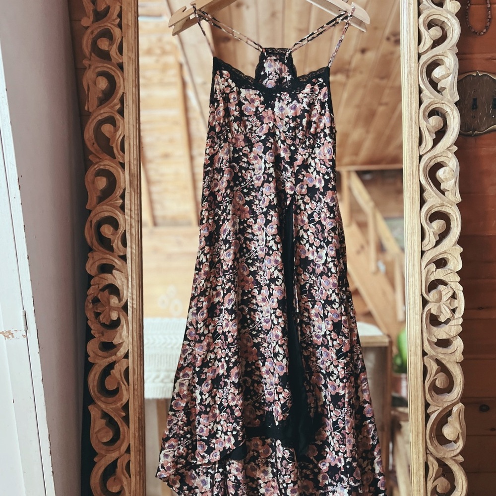 NWOT Kimchi Blue Black and Pink Floral Slip Dress